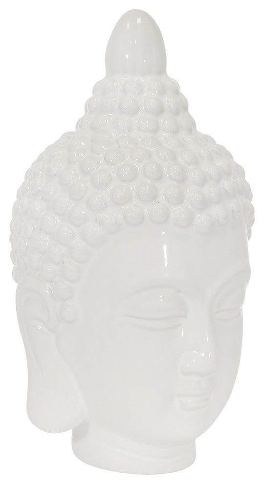 Ceramic 10" Buddha Head, White