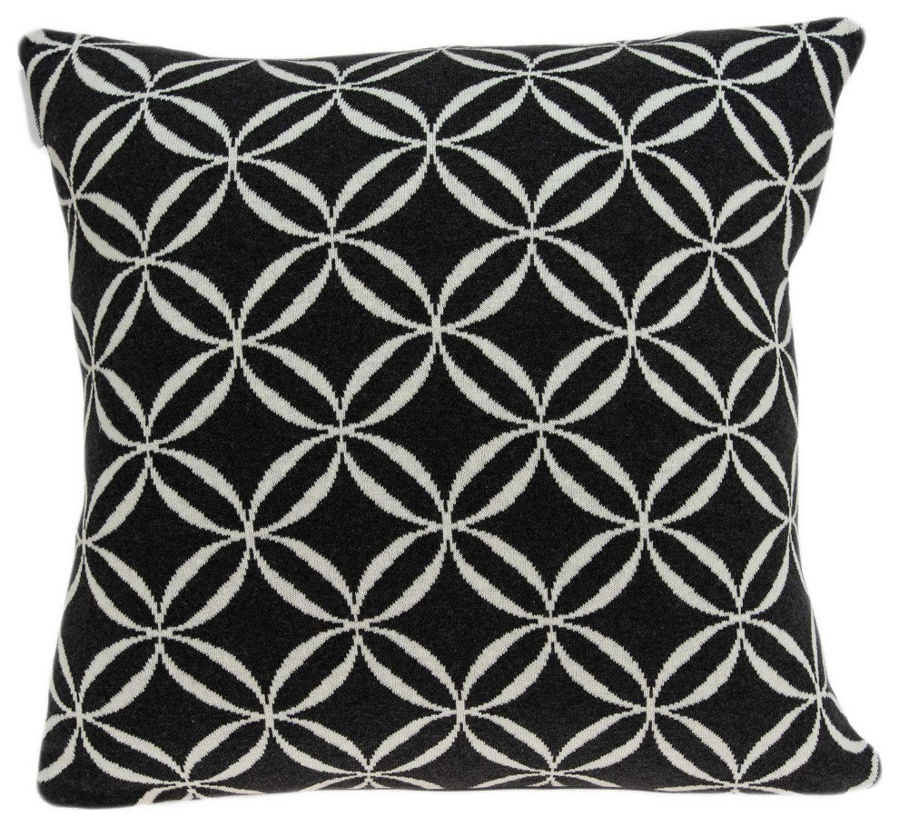 HomeRoots 20" x 7" x 20" Transitional Black Pillow Cover With Down Insert