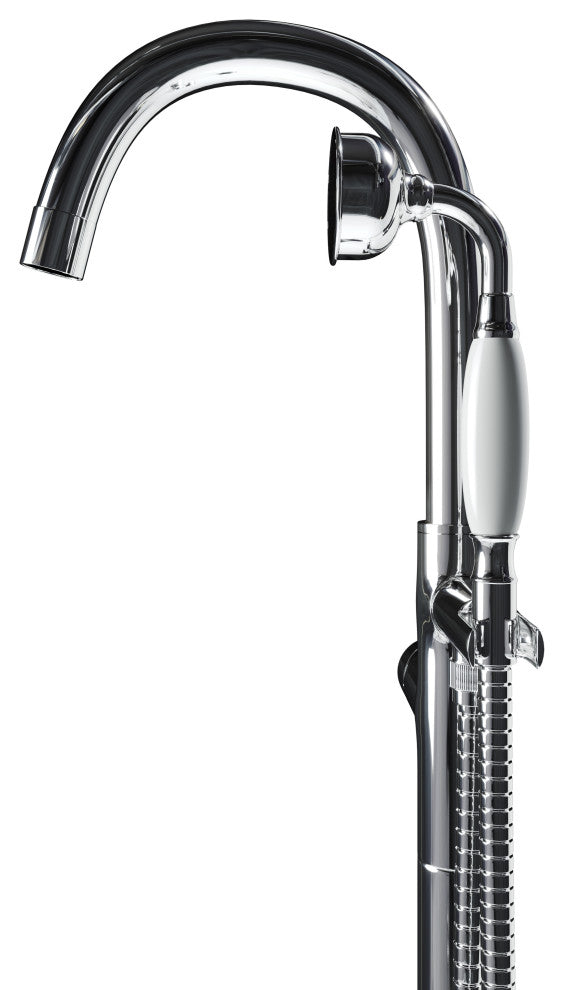 CastelloUSA Neptune Freestanding Tub Filler Faucet, Chrome, Drift Handle