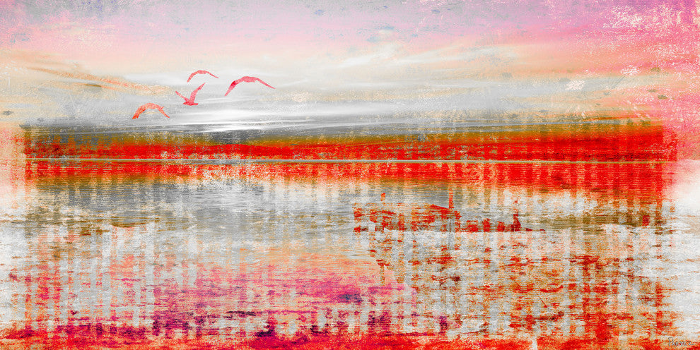"Dock Birds" Print on Canvas, 36"x18"