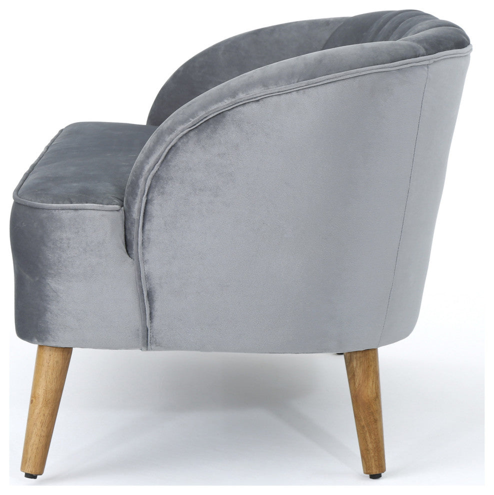 GDF Studio 3-Piece Scarlett Modern New Velvet Loveseat Club Chair Set, Pewter