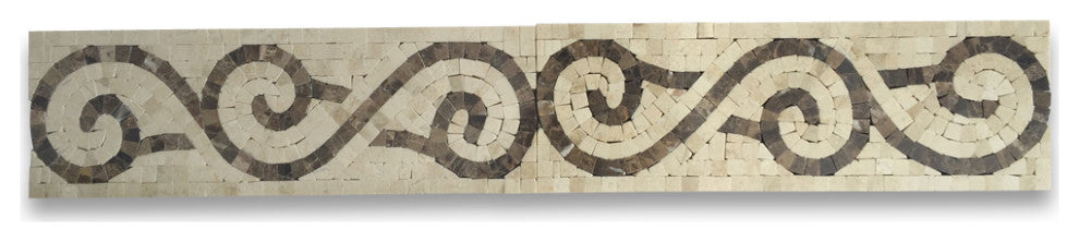 Marble Mosaic Border Bathroom Listello Tile Vine Crema 4x12 Polished, 1 piece