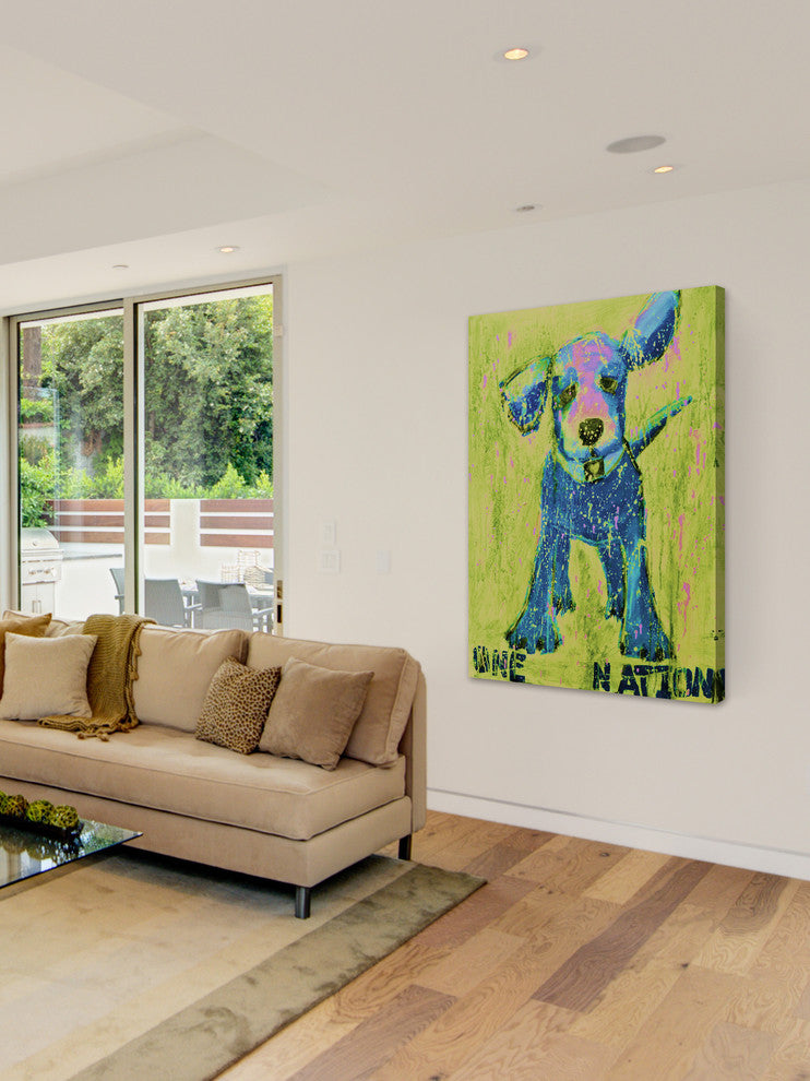"Blue and Yellow One Nation" Painting Print on Wrapped Canvas, 30"x45"