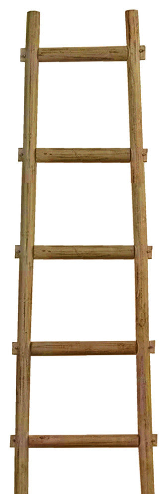 Benzara BM210392 Transitional Style Wooden Decor Ladder With 6 Steps, Brown