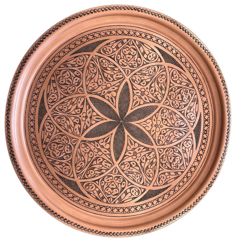 BeldiNest 14" Hand Chiseled Copper Tray