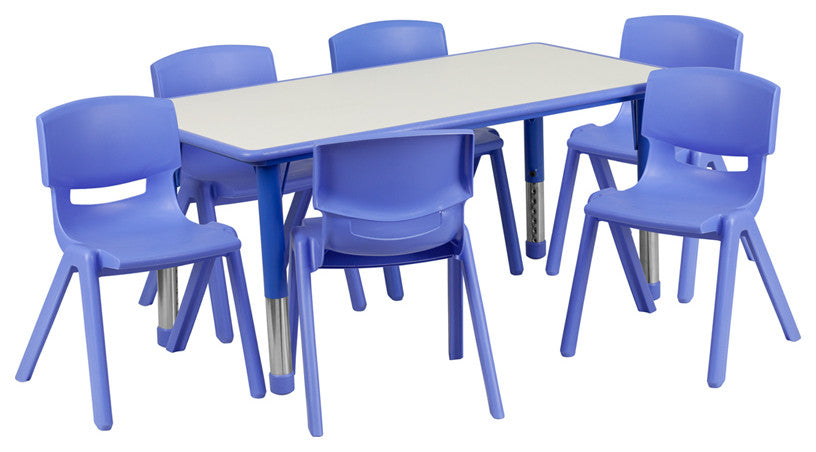 23.625''Wx47.25''L Blue Plastic Height Adjustable Activity Table Set