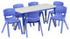 23.625''Wx47.25''L Blue Plastic Height Adjustable Activity Table Set