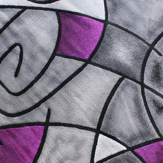 Jubilee Collection Modern Abstract Pattern Area Rug, Purple, 5' X 5'