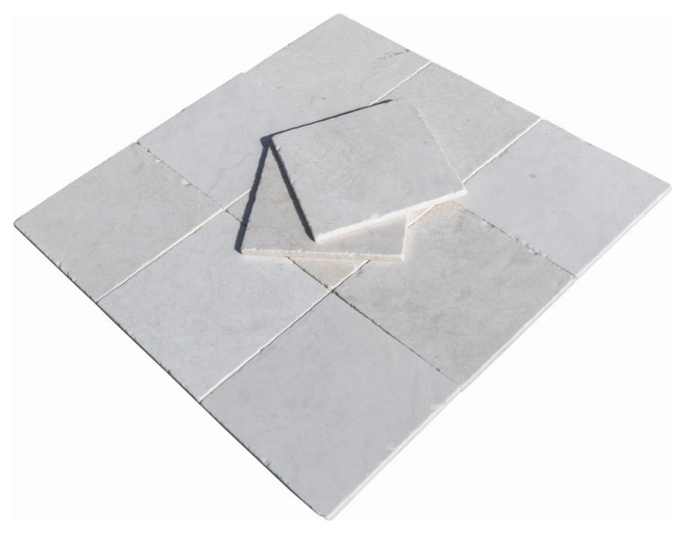 Botticino Super Light Cream Tumbled Marble Tile - 8"x8"x3/8", 132 Sqft Boxed