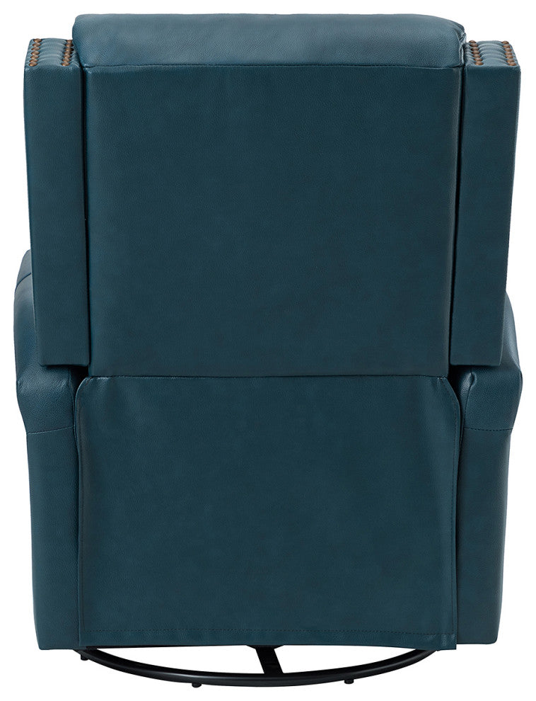 Genuine Leather Swivel Rocker Recliner, Set of 2, Turquoise