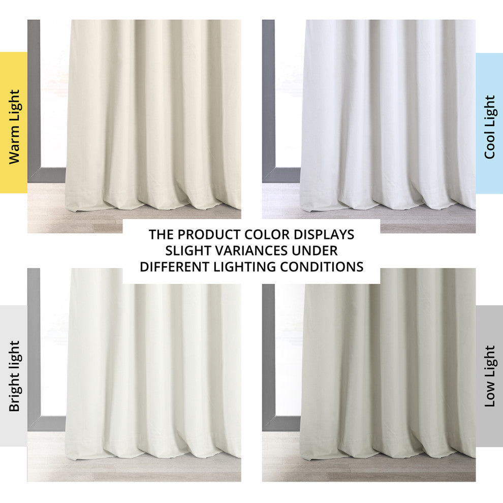 Signature Off White Blackout Velvet Curtain Single Panel, 50"x84"