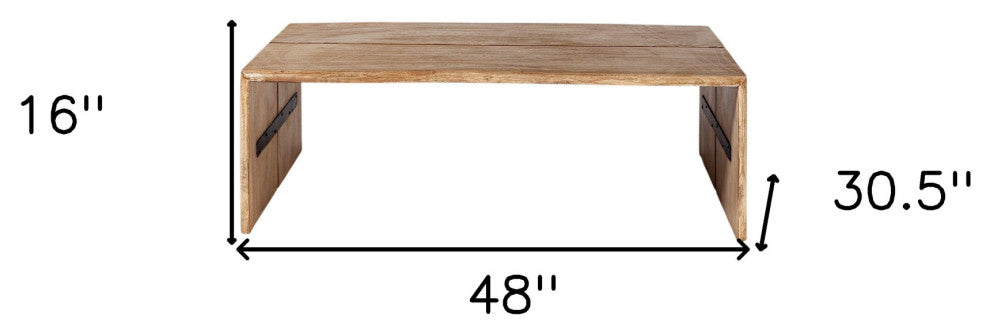 48" Brown Solid Wood Coffee Table