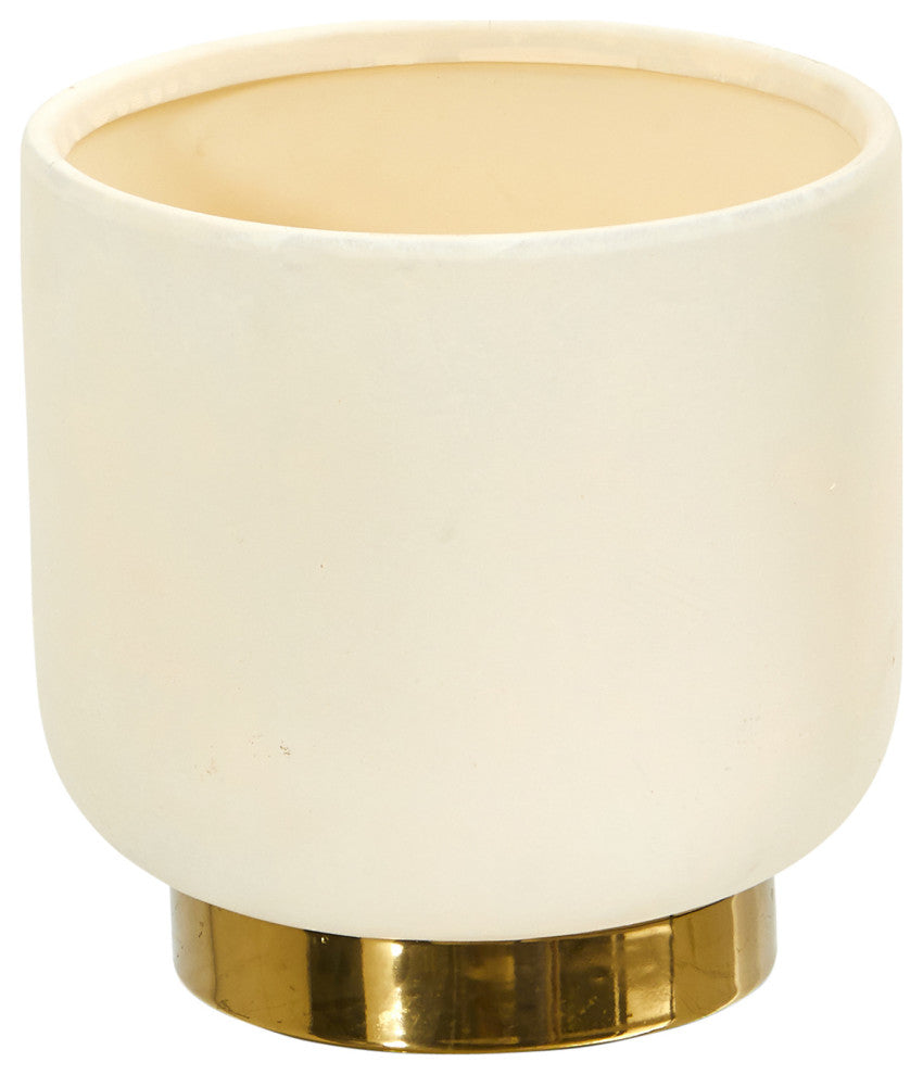 8" Elegance Ceramic Planter With Gold Accents