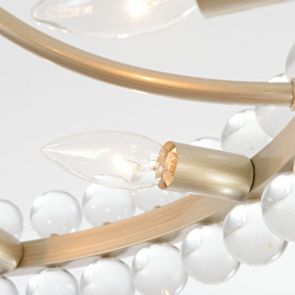 Cervine 8-Light Wagon Wheel Crystal Semi-Flush Mount, Brushed Champagne Silver