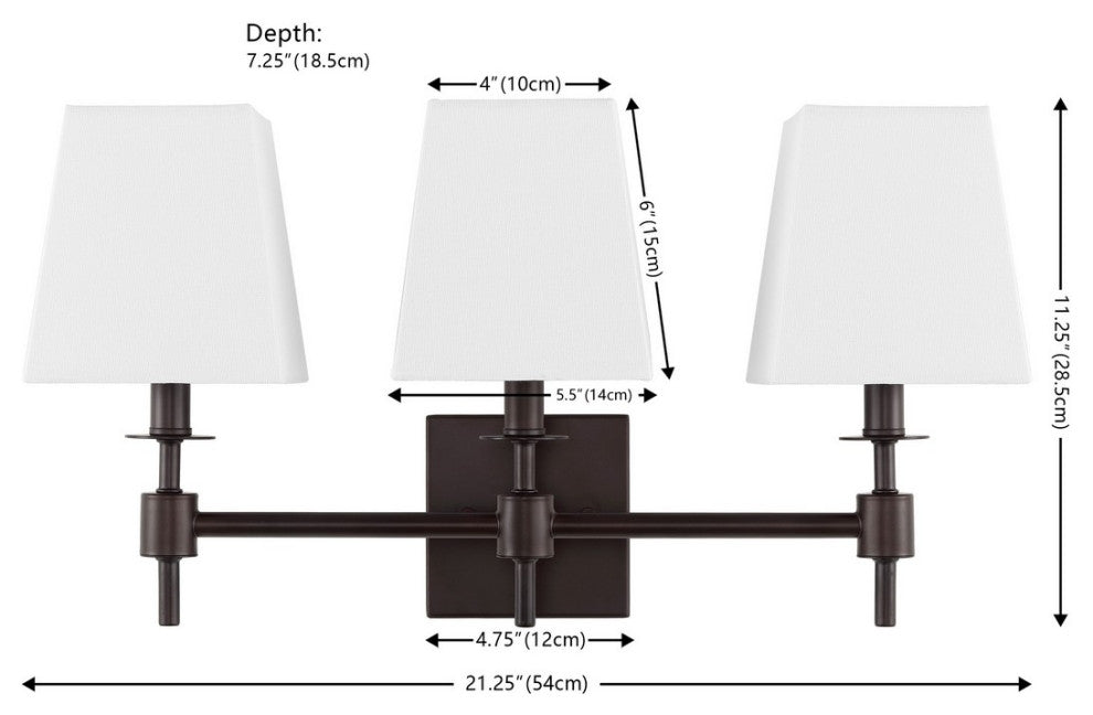 Safavieh Clelia 3Lt 21.25" Wall Sconce, Black