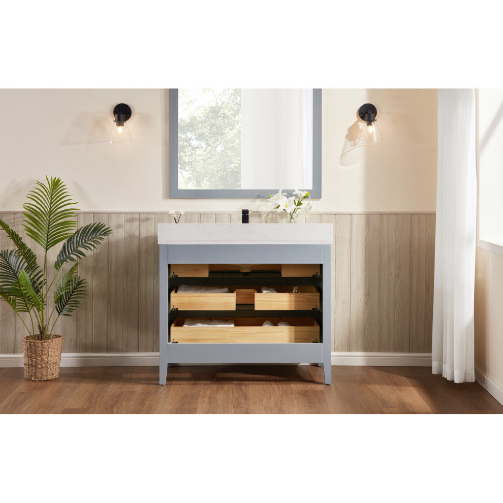 Legion Furniture WS2518 Series Bathroom Sink Vanity, Cadet, 42", Artificial Stone Top, Single Sink