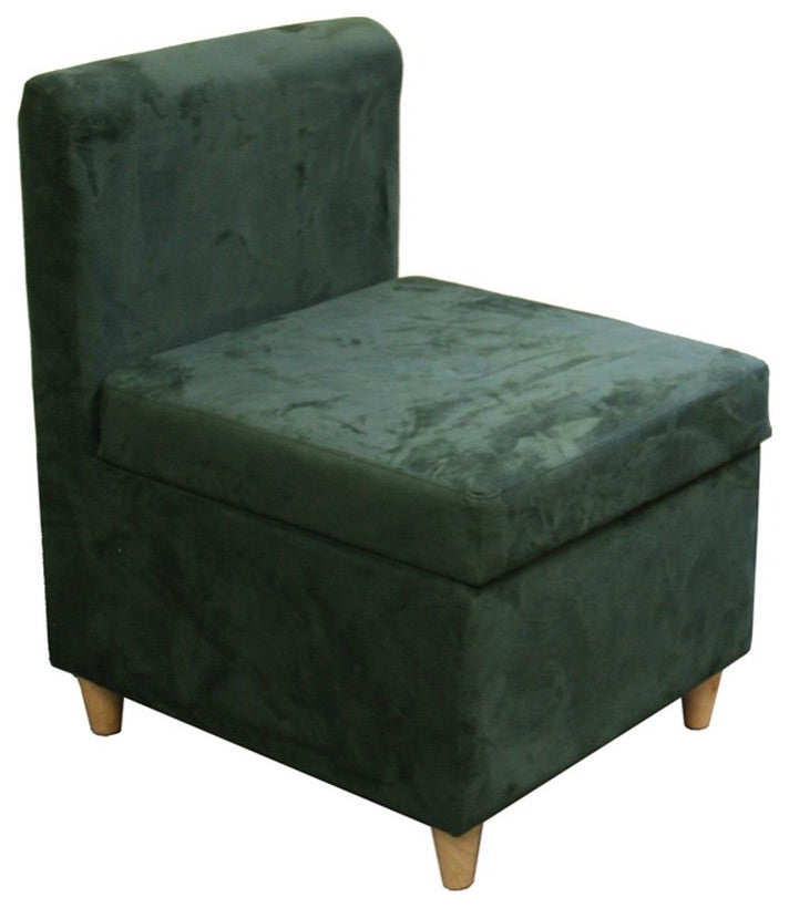 29" Mod Dark Green Microfiber Armless Accent Chair With Storage