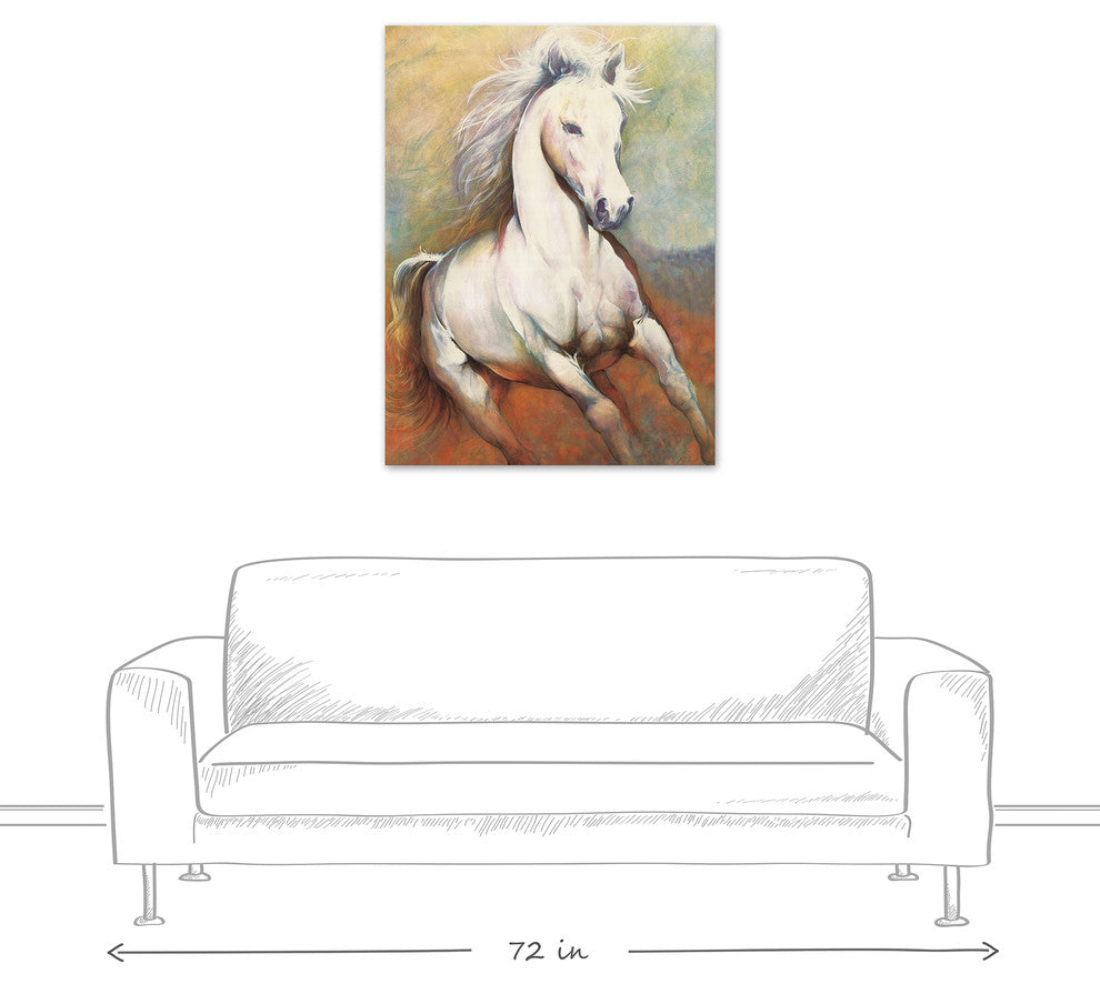 White Horse Running Wild 30x40 Canvas Wall Art
