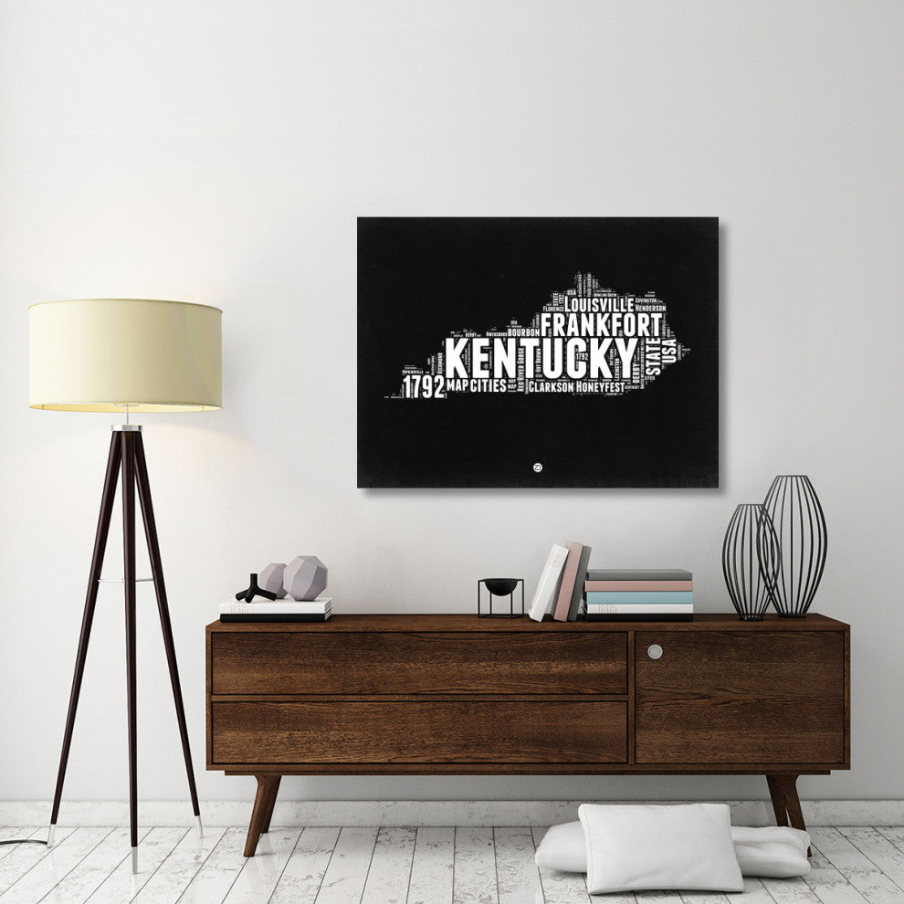 "Kentucky Black and White Map" Fine Art Print
