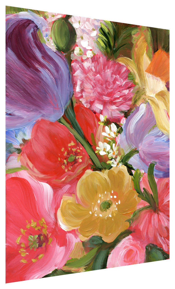 "Blossom Symphony II" Flowers Frameless Printed Tempered Art Glass Wall Art
