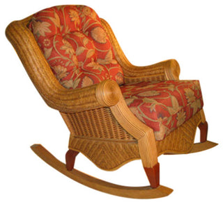 Palm Beach Rocker in Cinnamon, Baja-Lemon Fabric