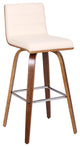 30" Cream Faux Leather Wooden Swivel Bar Stool