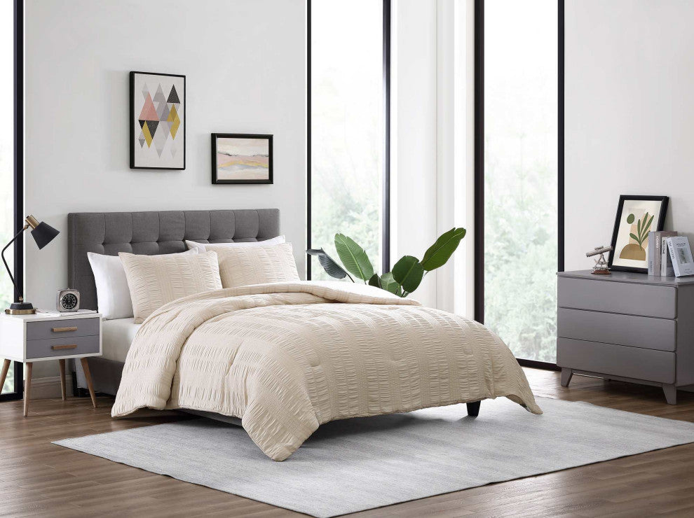 The Nesting Company Elm 3 Piece Comforter Set - Queen - Taupe