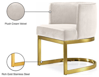 Gianna Velvet Dining Chair, Cream, Gold Base