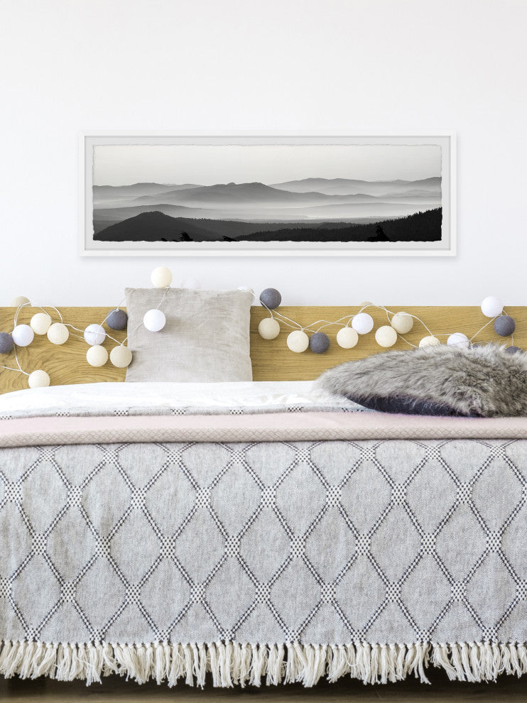 "Foggy Mountains" Framed Painting Print, 30x10