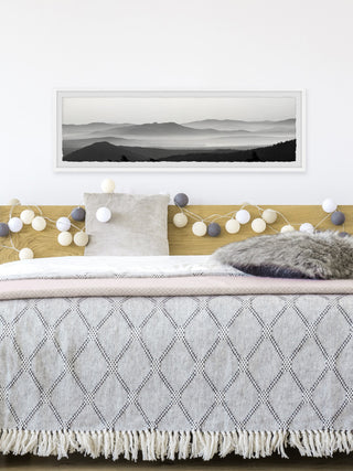 "Foggy Mountains" Framed Painting Print, 30x10