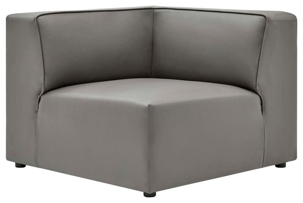 Sectional Sofa Set, Faux Vegan Leather, Gray, Modern, Lounge Hospitality