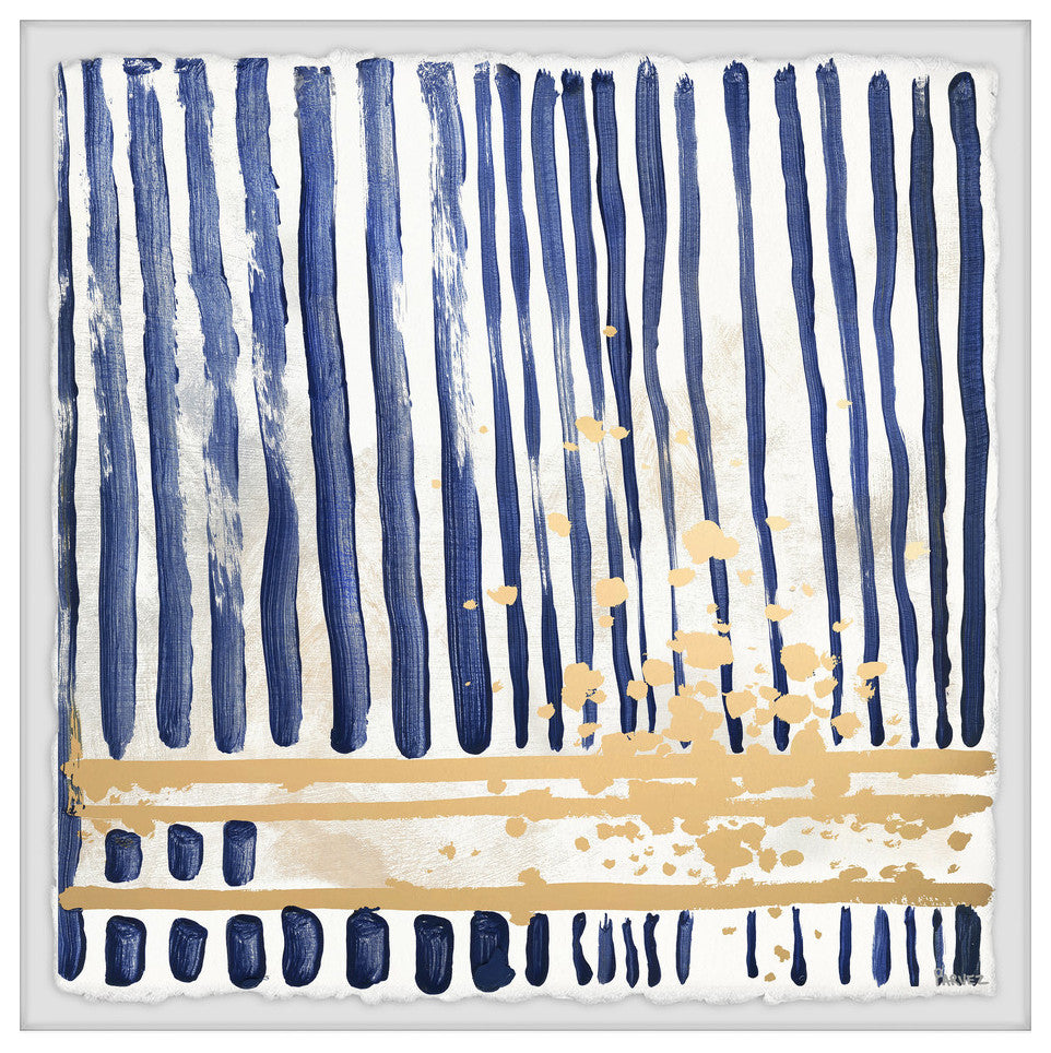 "Blue Verticals" Framed Painting Print, 12"x12"