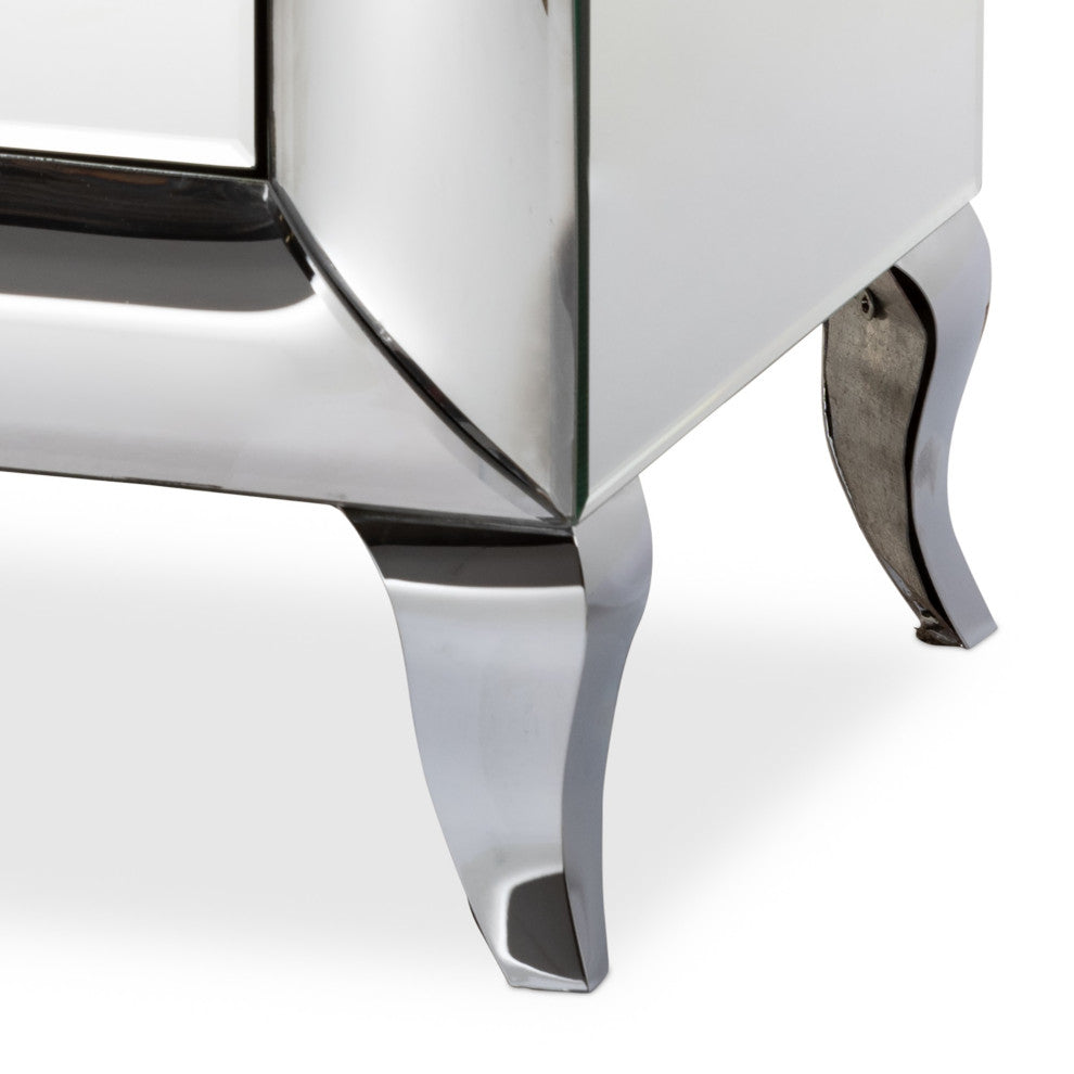 Pauline Contemporary Glam and Luxe Mirrored 3-Drawer Nightstand