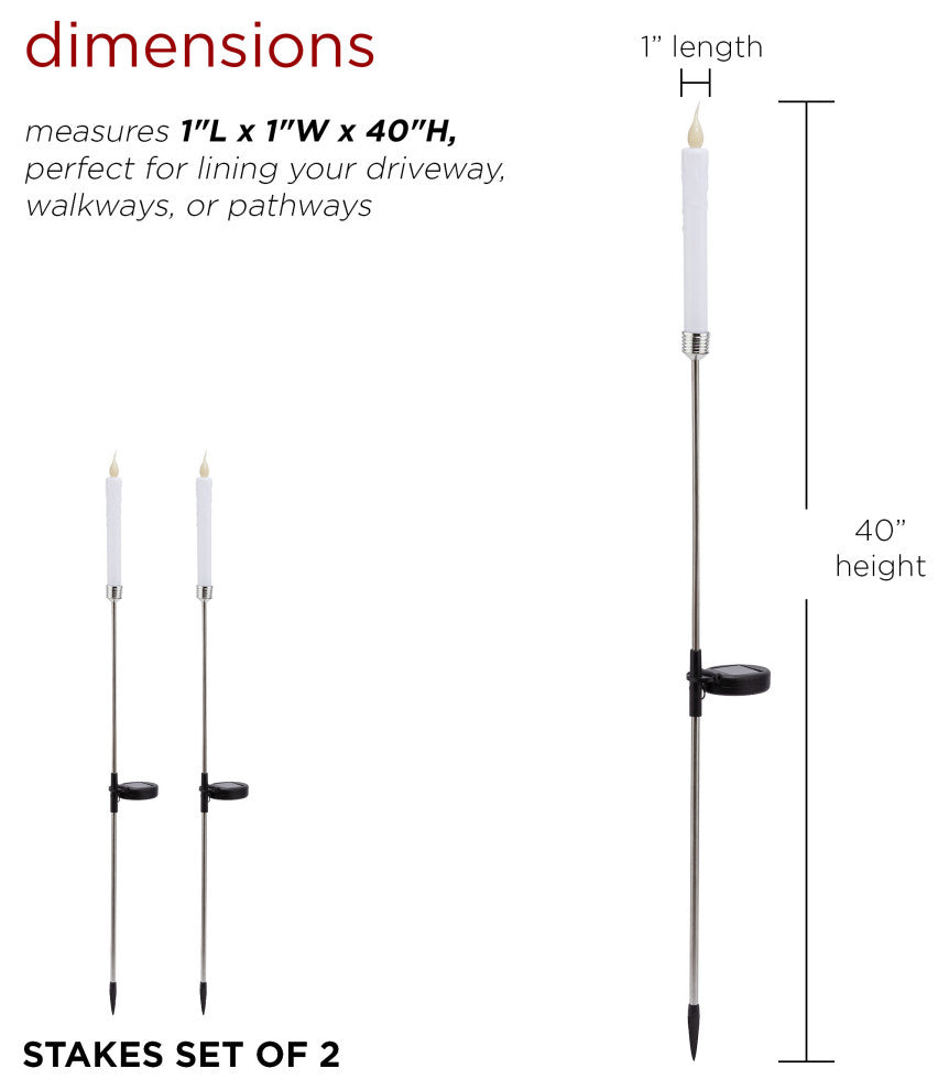Solar White Candle Stake - Set of 2