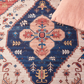 Safavieh Tucson TSN153 Rug Machine-Washable, Rust/Blue, 8' Square