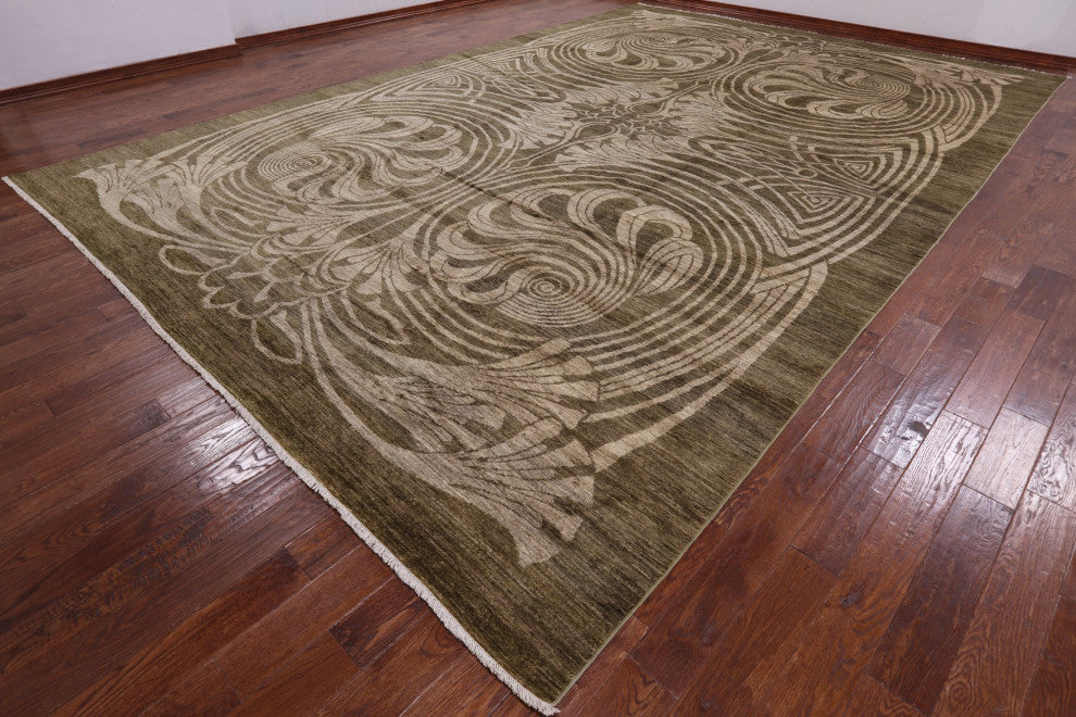 12' 2" X 18' 3" Modern Hand Knotted Wool Area Rug Q4435