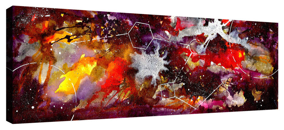 Epic Graffiti "Watercolor Nebula Burgundy" Giclee Canvas Wall Art, 12"x36"
