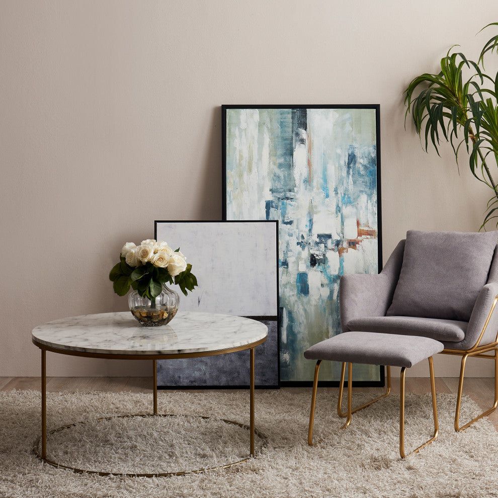 Versanora Marble-Look Round Coffee Table
