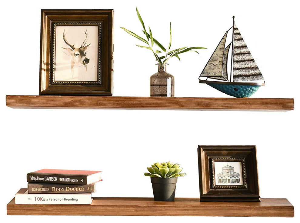 Welland Allen Rustic Pine Floating Wall Shelf, 36"x2