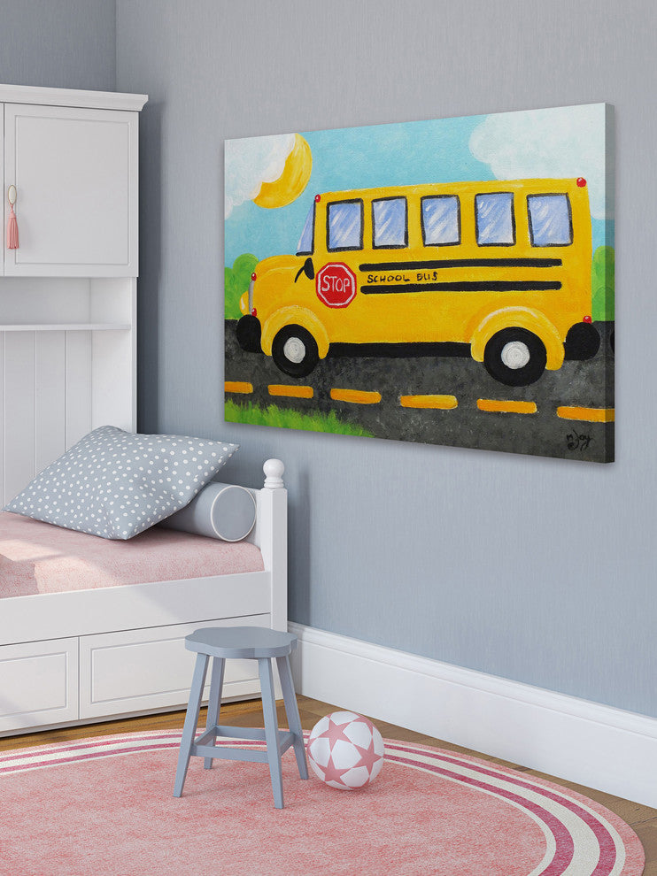 Marmont Hill, "School Bus" by Nicola Joyner Painting on Wrapped Canvas, 30x20