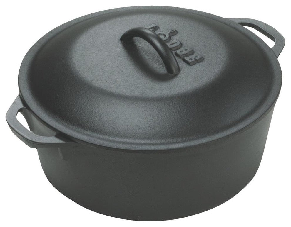 Lodge L8DOL3 Pre-Seasoned Cast Iron Dutch Oven w/ Lid & Dual Handles, 5 Qt