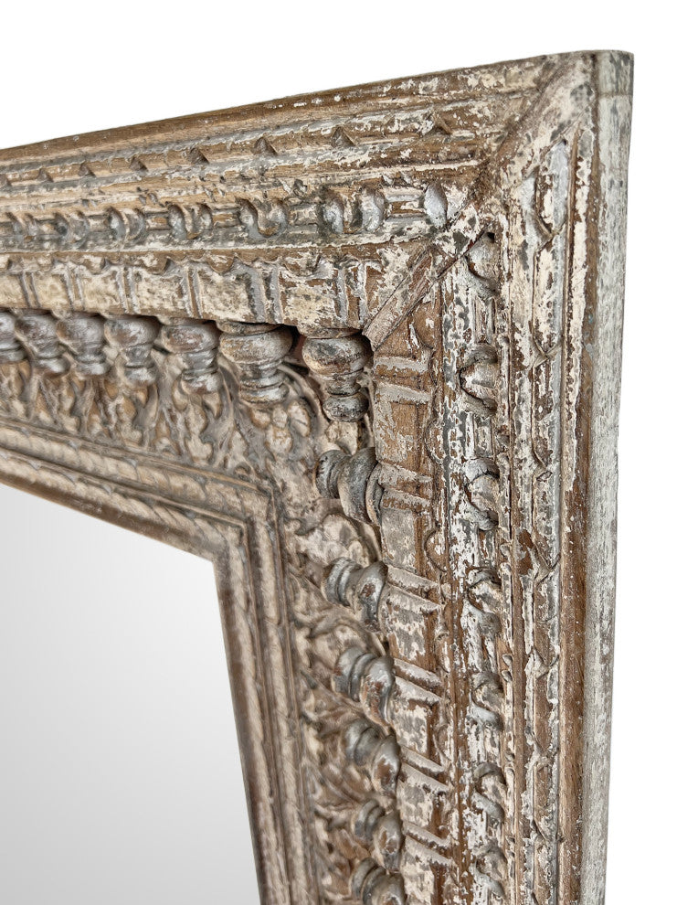 Gray Wash Moulding Spindle Mirror
