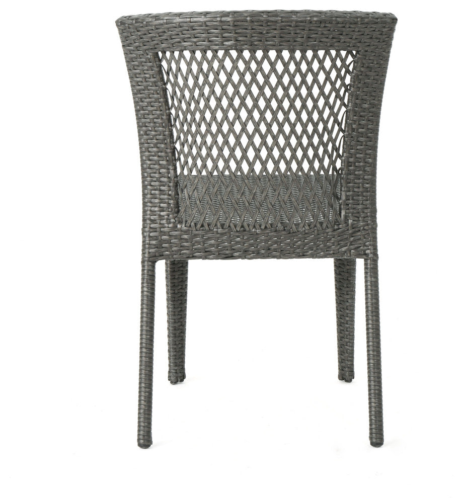 GDF Studio 3-Piece Hogan Outdoor Wicker Chat Set, Gray