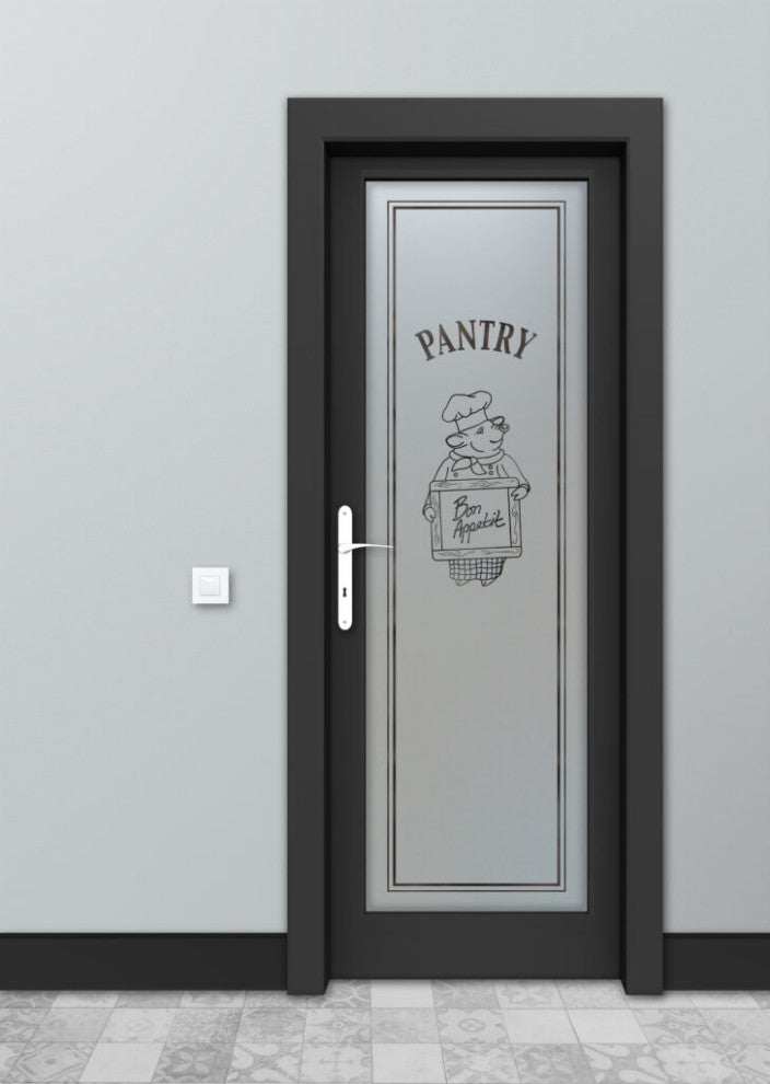 Pantry Door - Piggy Chef - Primed - 28" x 80" - Knob on Left - Push Open