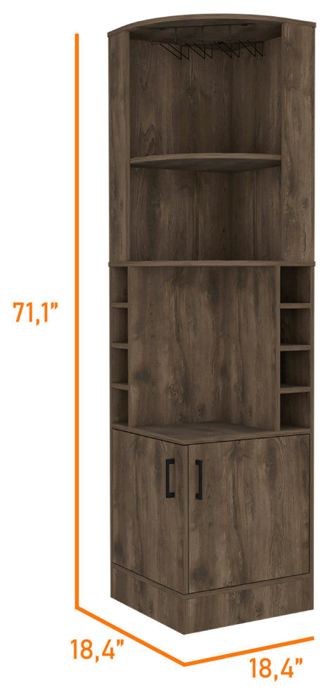 Seattle Bar Cabinet, Eight Bottle Cubbies, Two Large Open Shelves