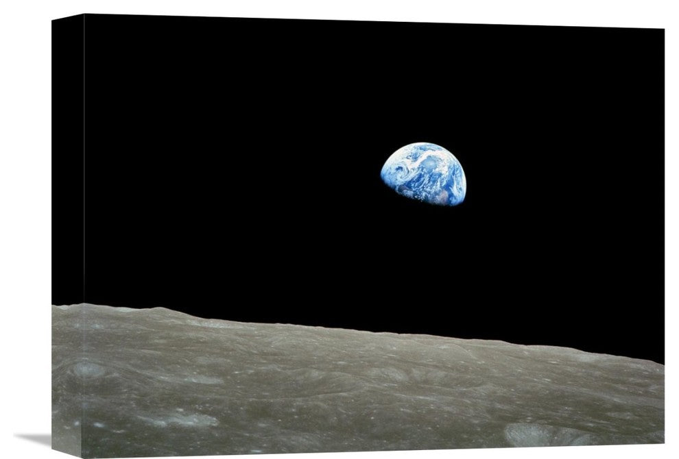 "Earthrise, Apollo 8, December 24, 1968" Canvas Giclee by NASA, 16"x12"