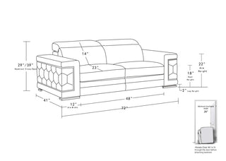 Rome Contemporary Genuine Italian Leather Loveseat White