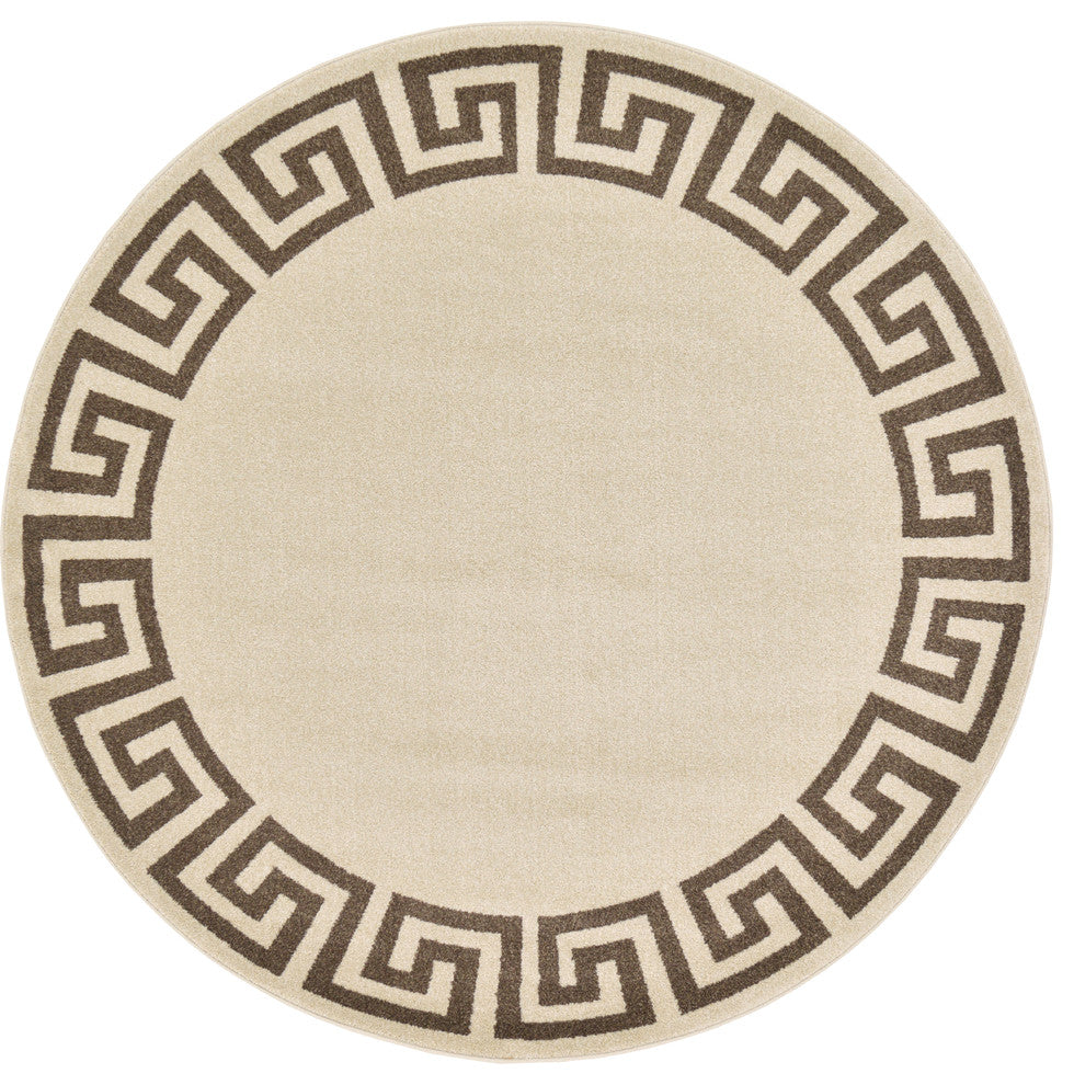 Unique Loom Beige Athens Modern 6' 0 x 6' 0 Round Rug