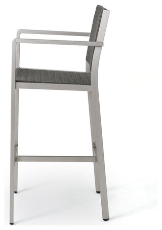GDF Studio Capral Outdoor Gray Wicker Bar Stools, Set of 2