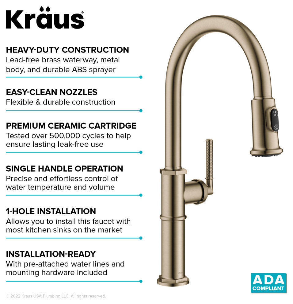 Sellette Pull-Down Kitchen Faucet, Brushed Gold, Model Kpf-4100bg